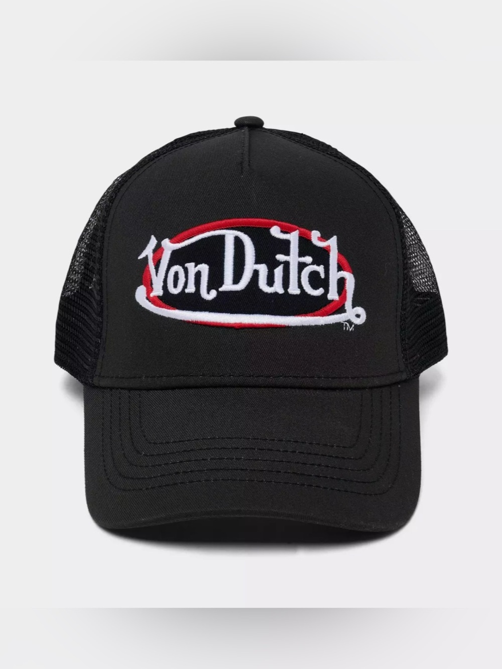 Von Dutch Black Trucker Hat with Red & White Logo